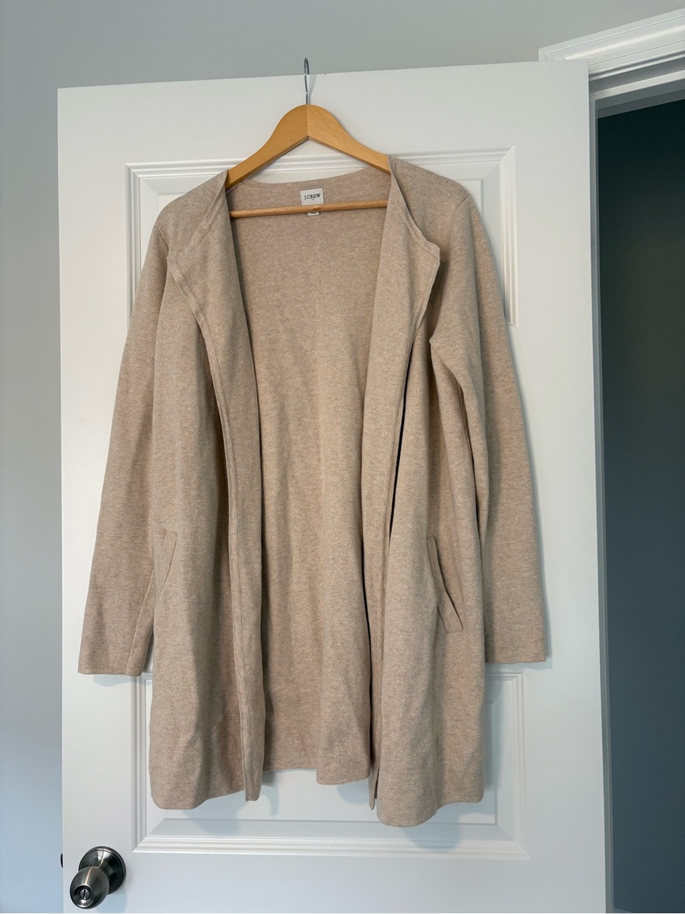 Beige Open Knit J-Crew Cottagecore 100% Cotton Cardigan Women's Size Medium